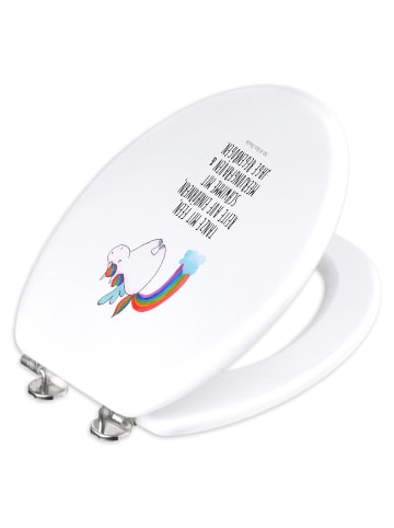 Mr. & Mrs. Panda WC Sitz Einhorn Fliegendes Pferd mit Spruch in Weiß