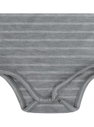 Normani Outdoor Sports Baby Merino Langarmbody Tuai in Grau gestreift