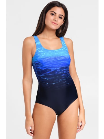 LASCANA Badeanzug in blau-bedruckt