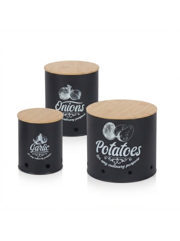 relaxdays 3 x Aufbewahrungsbox in Schwarz