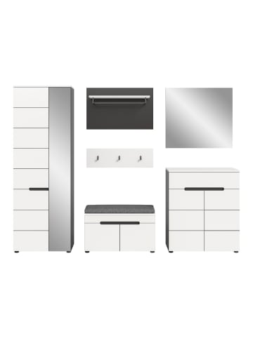 ebuy24 Garderobenmöbel Canu Weiß 255 x 37 cm