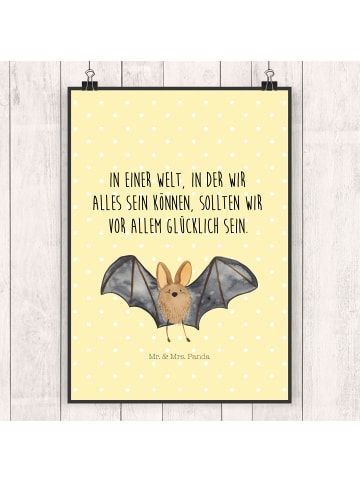 Mr. & Mrs. Panda Bild Fledermaus Flügel mit Spruch in Gelb Pastell
