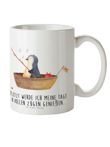 Mr. & Mrs. Panda Haferl Pinguin Angelboot mit Spruch in Weiß
