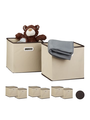 relaxdays 8x Faltbox in Beige - (B)30 x (H)30 x (T)30 cm