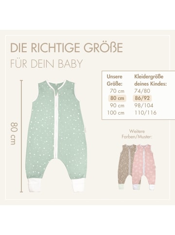 Räuberella Schlafsack mit Füßen Wunderbare Tupfenwelt 2.5 TOG 70 cm in Mint