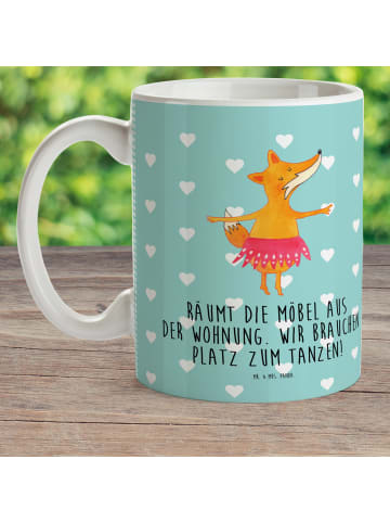 Mr. & Mrs. Panda Kaffeetasse Fuchs Ballerina mit Spruch in Türkis Pastell