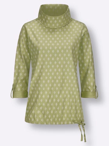 WITT WEIDEN Rollkragen-Shirt in lindgrün-ecru-bedruckt