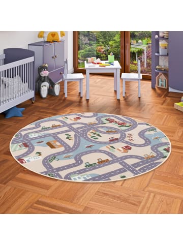 Snapstyle Kinderteppich Fun Town Rund in beige