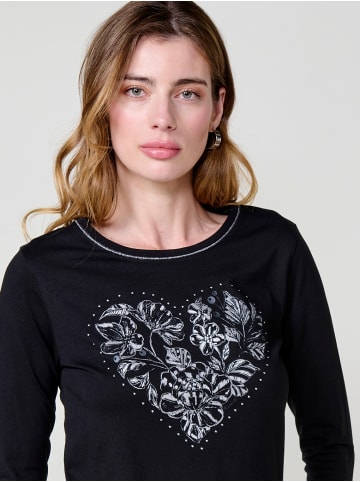 KOROSHI Long sleeve printed women's t-shirt in SCHWARZ