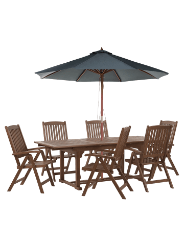 Beliani 8-tlg Gartentisch Set AMANTEA in Braun/Grau