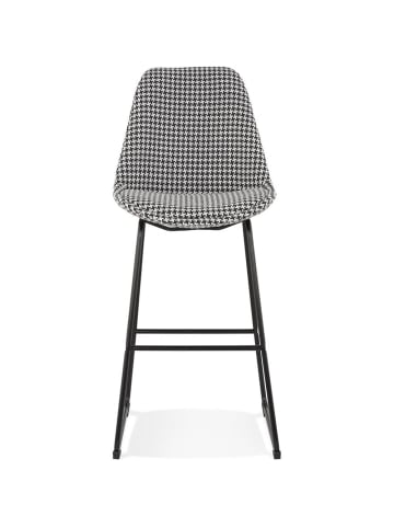 KADIMA DESIGN Bar-Sessel Hahnentritt-Muster Stoffbezug & Metallfüße in Weiß/Schwarz