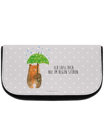 Mr. & Mrs. Panda Make-Up Tasche Bär Regenschirm mit Spruch in Grau Pastell