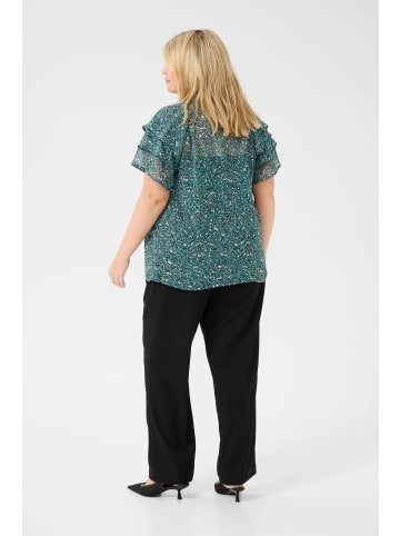 KAFFE curve Kurzarm-Bluse KCbelia Regular fit in Teal/Black/White Graphic