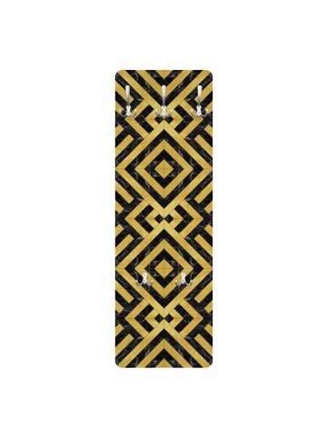 WALLART Garderobe - Geometrischer Fliesenmix Art Deco Marmor in Gold