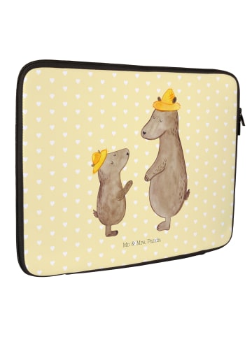 Mr. & Mrs. Panda Laptop Tasche Bären mit Hut ohne Spruch in Gelb Pastell