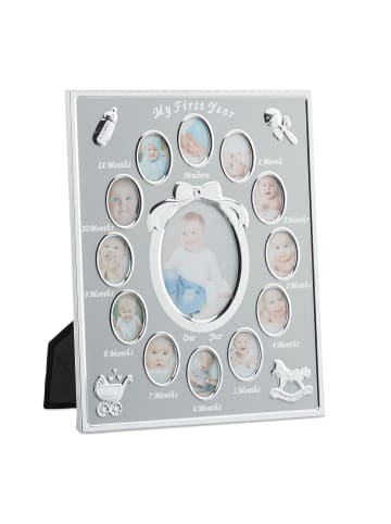 relaxdays Babybilderrahmen in Silber - (H)29 x (B)24 cm