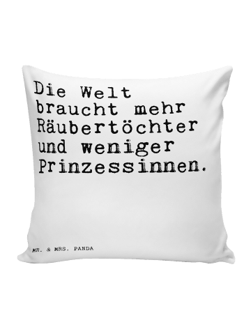 Mr. & Mrs. Panda Sitzkissen Die Welt braucht mehr... mit Spruch in Weiß