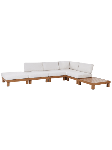Beliani 3-tlg Lounge Set SANZA in Weiß/Heller Holzfarbton