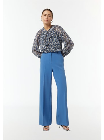 comma Bluse langarm in Blau-mehrfarbig