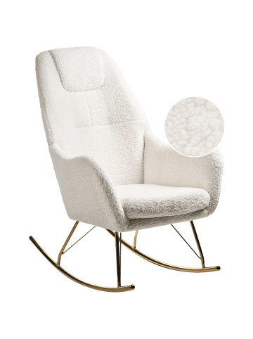 Beliani Schaukelsessel GULSELE in Weiß/Gold - (W) 70 x (H) 105 x (L) 95 cm