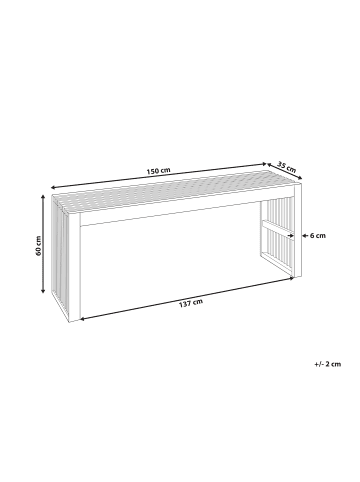 Beliani Couchtisch BELLANO in Braun - (W) 35 x (H) 60 x (L) 150 cm