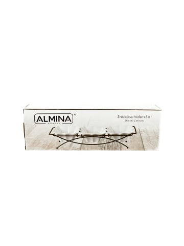 Almina Almina 4er Snackschalen-Set mit weißen Schalen aus Porzellan in Schwarz