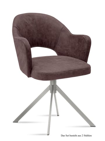 58 aufm Kessel ARMLEHNSTUHL (2er-Set) Dorris 59x87x61 Edelstahl/Braun