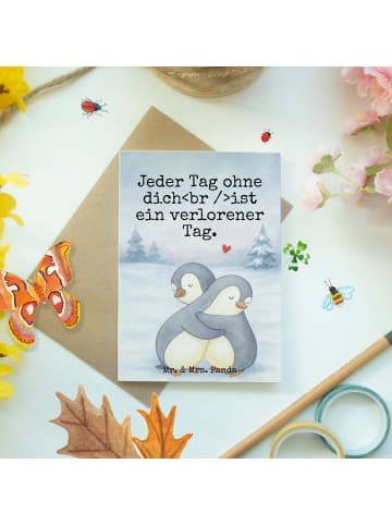 Mr. & Mrs. Panda Beileidskarte Pinguine Kuscheln Design mit Spruch in Weiß