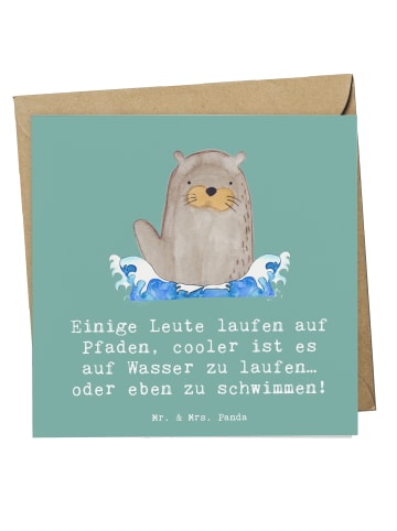 Mr. & Mrs. Panda Einladungskarte Schwimmen Pfade mit Spruch in Meeresbrise