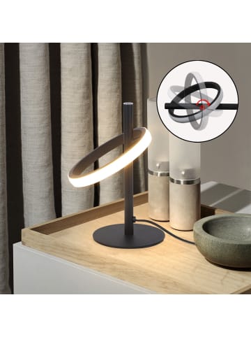 ZMH Tischleuchte LED in schwarz 3000K Warmweiß Ringe Design 6W Schlafzimmerlampe