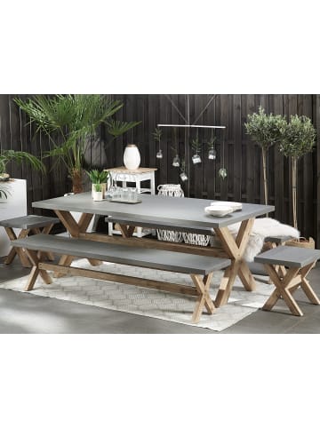 Beliani Esstisch OLBIA in Grau/Braun - (W) 100 x (H) 75 x (L) 200 cm