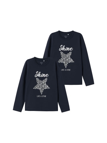 name it 2er-Set Longsleve Jersey Langarmshirt Design Gelprint in Blau