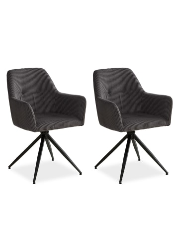 Homestyle4u 2er Set Polsterstühle Esszimmer in Grau
