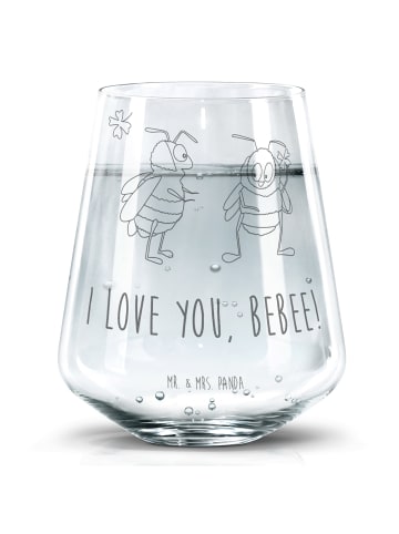 Mr. & Mrs. Panda Wasserglas Bienen Paar mit Spruch in Transparent
