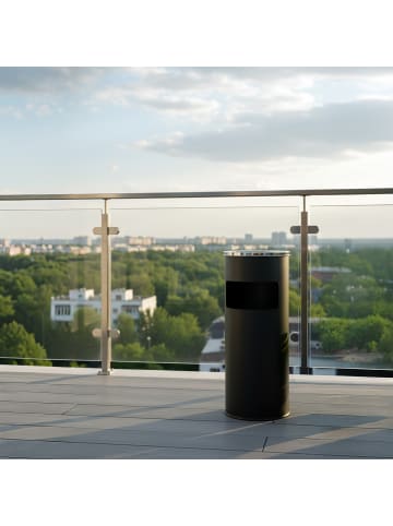 relaxdays Standaschenbecher in Schwarz/ Silber – (H)60,5 x Ø24 cm