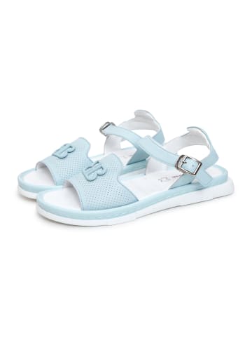 CESARE GASPARI Plateausandalen aus Leder in Blau