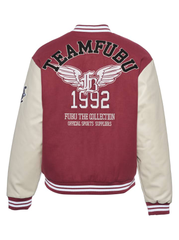 FUBU College Jacket in dark red/creme/black