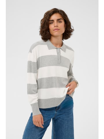 Kaffe Strickpullover KAlizza Baggy fit in Light Grey M/Chalk Wide Stripe