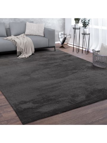KADIMA DESIGN Teppich Kurzflor waschbar Unifarben Wohnzimmer in Anthrazit