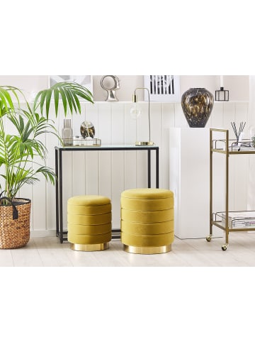 Beliani 2er-Set Pouf GARLAND in Gelb/Gold