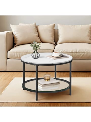 VASAGLE Couchtisch Baris in Weiß-Schwarz - (B)65 x (H)46 x (T)46 cm