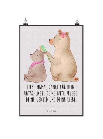 Mr. & Mrs. Panda Poster Bär Kind mit Spruch in Grau Pastell