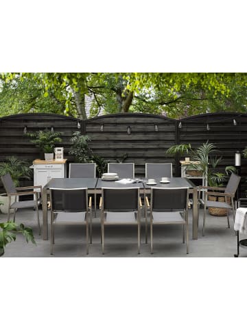 Beliani 9-tlg Gartentisch Set GROSSETO in Grau/Silber