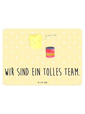 Mr. & Mrs. Panda Schild Toast Marmelade mit Spruch in Gelb Pastell