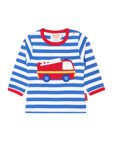 Toby Tiger Langarmshirt mit Feuerwehr Applikation in blau