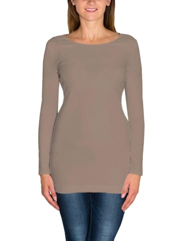 Alkato Alkato Damen Langarm Longshirt Langarmshirt in beige Modell 1