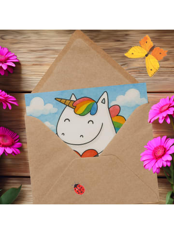 Mr. & Mrs. Panda Klappkarte Einhorn Herz Design ohne Spruch in Weiß