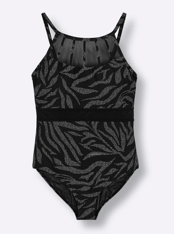 sheego Badeanzug in schwarz-weiß-bedruckt