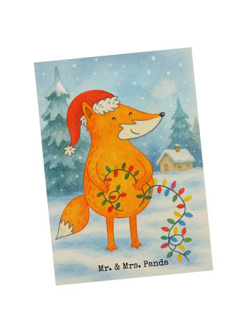 Mr. & Mrs. Panda Postkarte Fuchs Weihnachten Design ohne Spruch in Weiß