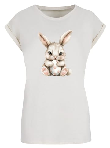 F4NT4STIC Extended Shoulder T-Shirt Niedlicher Osterhase mit Ei in Whitesand